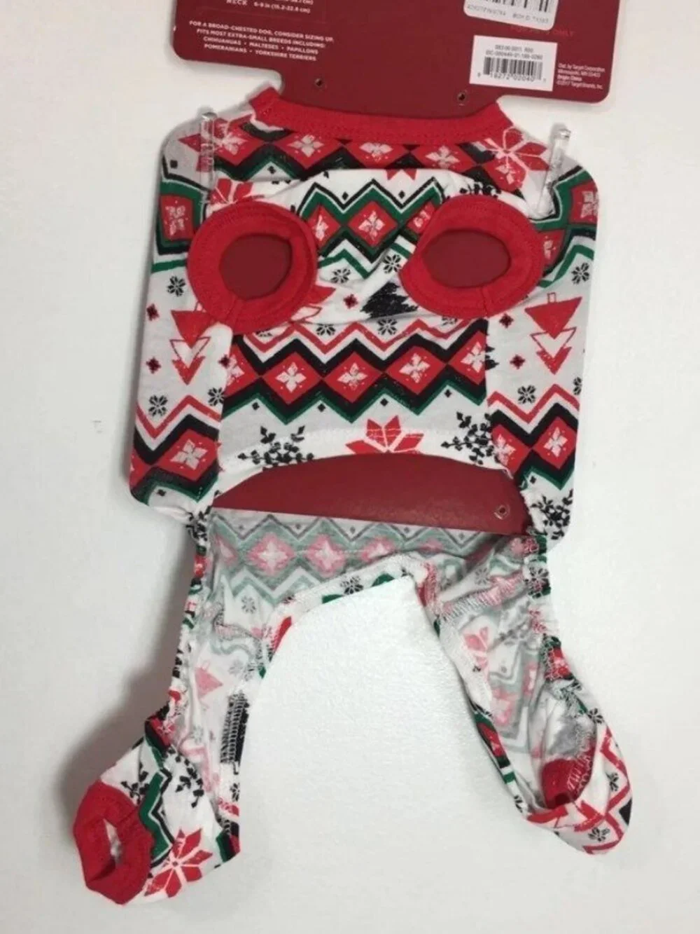 dog cat Pet Pajamas Size XS jumpsuit Red Green White Christmas Holiday